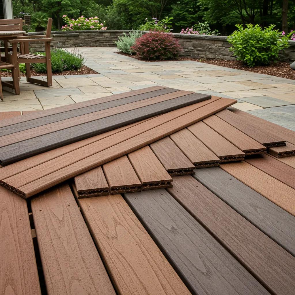 Comparison of durable decking materials including capped composite, PVC, and hardwoods in an outdoor setting